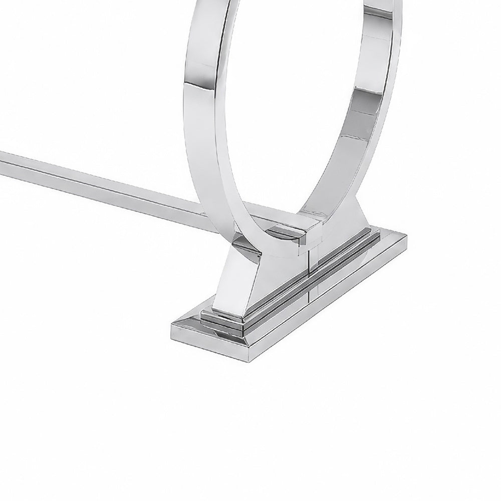 Hols Dining Table | Silver B&ing on White Top | O-Shaped Steel Legs 80"