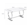 Hols Dining Table | Silver B&ing on White Top | O-Shaped Steel Legs 80"