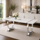 Hols Dining Table | Silver B&ing on White Top | O-Shaped Steel Legs 80"