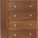 Urne Tall Dresser Chest | 5 Drawers | Gold Capped Legs | Walnut Brown Wood