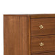 Urne Wide Dresser | 6 Drawers | Gold Capped Legs & Knobs | Walnut Brown