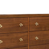 Urne Wide Dresser | 6 Drawers | Gold Capped Legs & Knobs | Walnut Brown