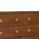 Urne Wide Dresser | 6 Drawers | Gold Capped Legs & Knobs | Walnut Brown
