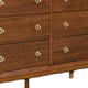 Urne Wide Dresser | 6 Drawers | Gold Capped Legs & Knobs | Walnut Brown