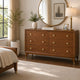 Urne Wide Dresser | 6 Drawers | Gold Capped Legs & Knobs | Walnut Brown