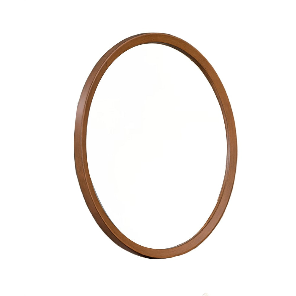 Urne Dresser Mirror | Framed Design | Walnut Brown Wood | 36" Round