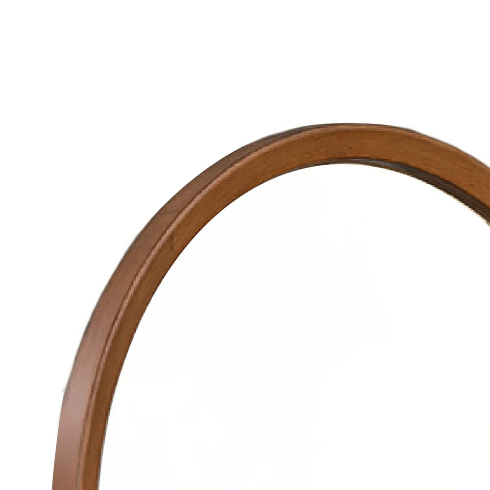 Urne Dresser Mirror | Framed Design | Walnut Brown Wood | 36" Round