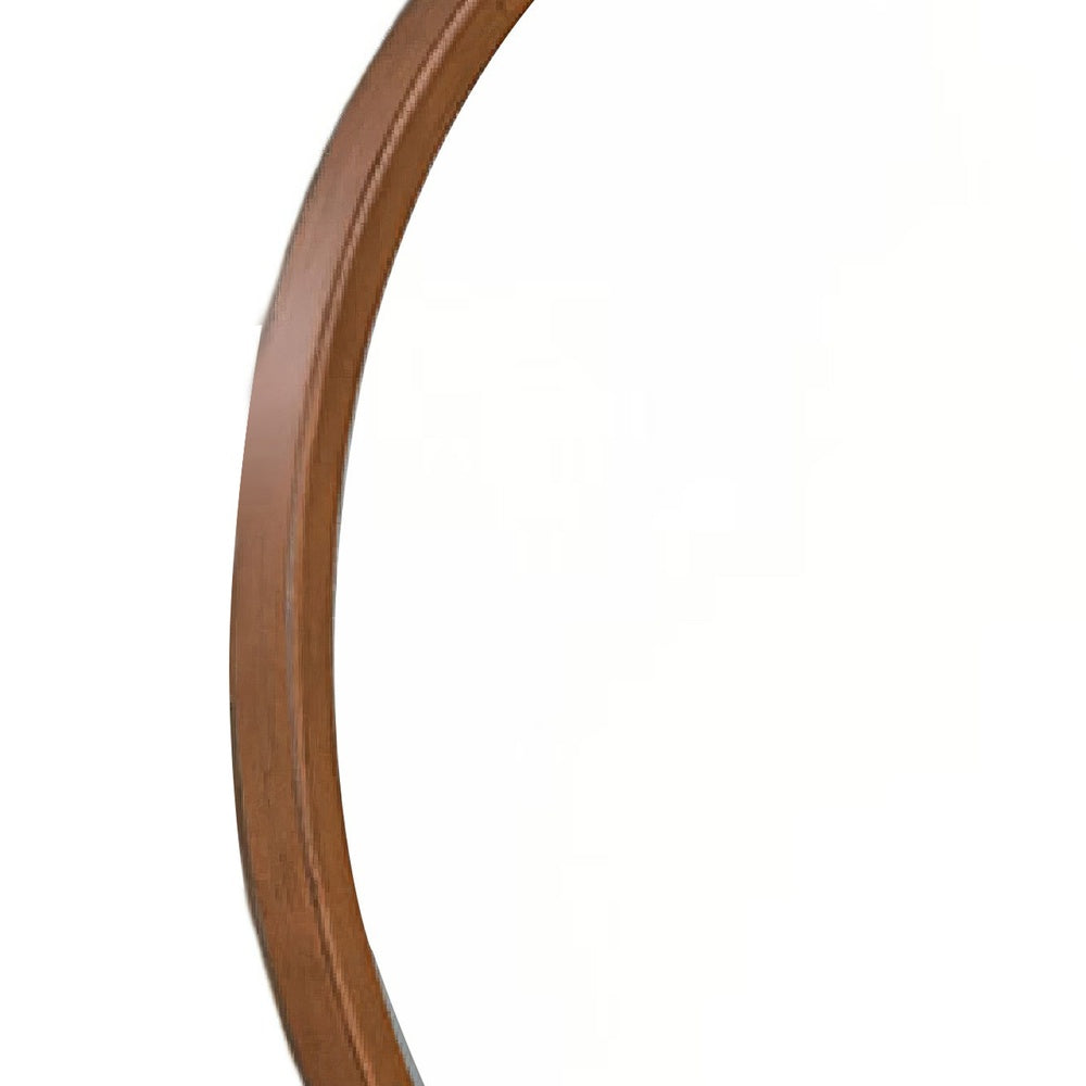 Urne Dresser Mirror | Framed Design | Walnut Brown Wood | 36" Round