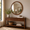 Urne Dresser Mirror | Framed Design | Walnut Brown Wood | 36" Round