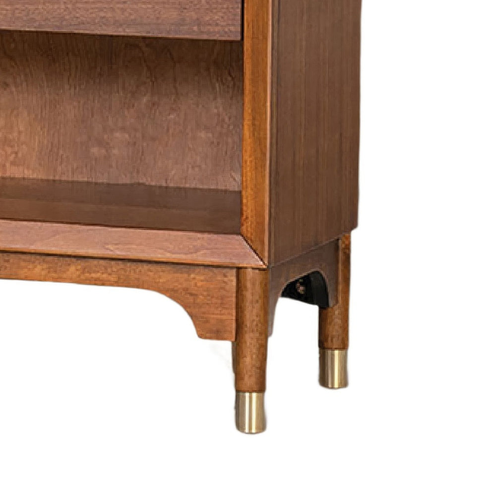 Urne Nightst& | 1 Drawer with Shelf | USB Port & LED | Walnut Brown