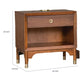 Urne Nightst& | 1 Drawer with Shelf | USB Port & LED | Walnut Brown