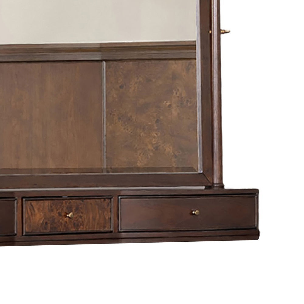 Raam Arched Dresser Mirror | 3 Drawers | Tiltable | 40x54 Dark Cherry Brown
