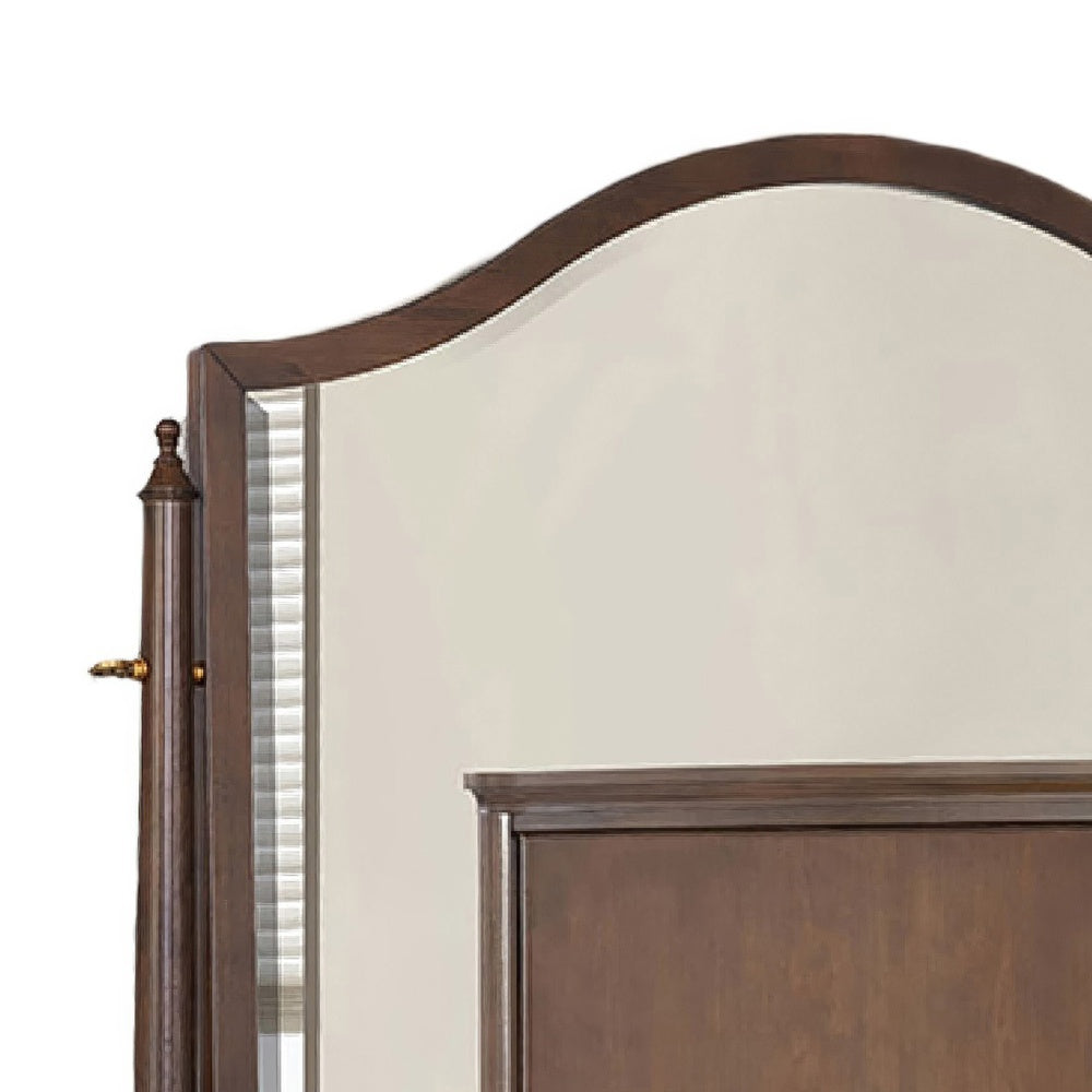 Raam Arched Dresser Mirror | 3 Drawers | Tiltable | 40x54 Dark Cherry Brown