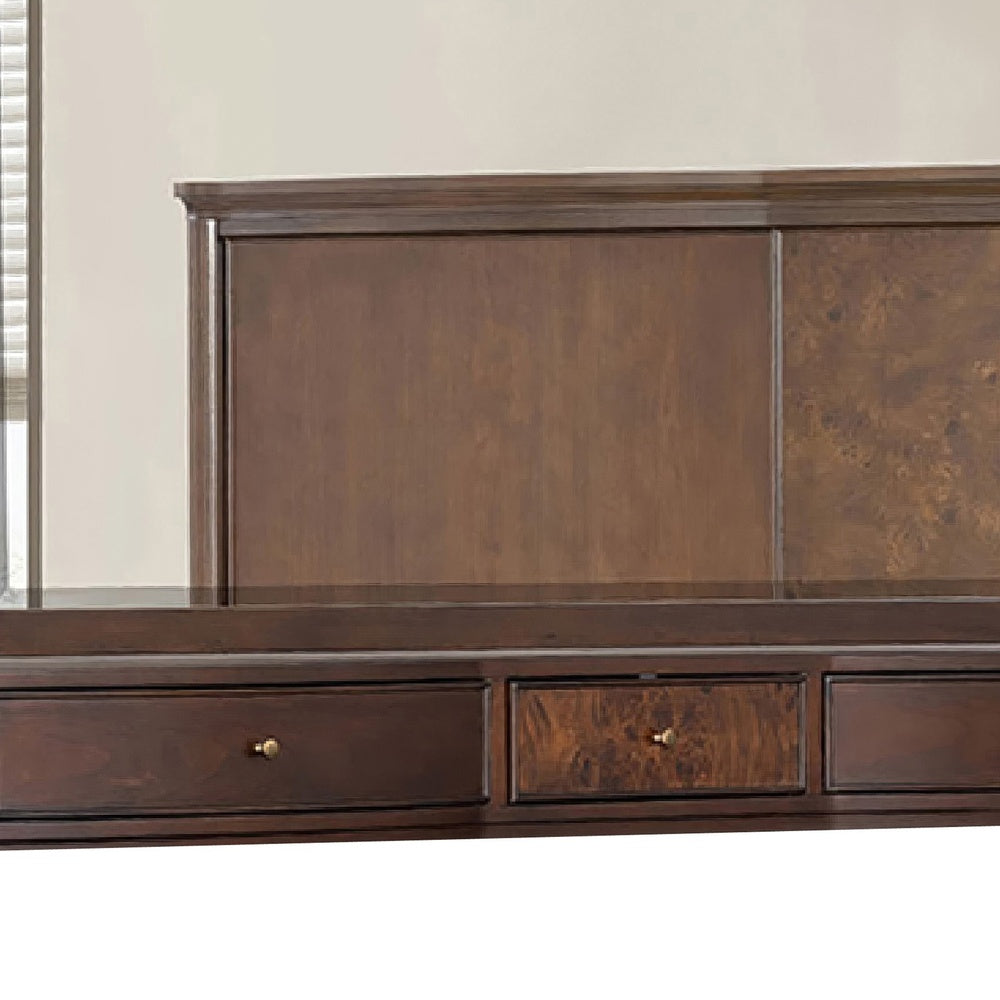 Raam Arched Dresser Mirror | 3 Drawers | Tiltable | 40x54 Dark Cherry Brown