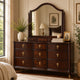 Raam Arched Dresser Mirror | 3 Drawers | Tiltable | 40x54 Dark Cherry Brown