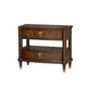 Raam Nightst& | 2 Drawers | 1 Shelf | Gold Capped Legs | Dark Cherry Brown