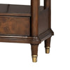 Raam Nightst& | 2 Drawers | 1 Shelf | Gold Capped Legs | Dark Cherry Brown