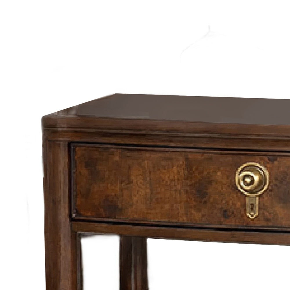 Raam Nightst& | 2 Drawers | 1 Shelf | Gold Capped Legs | Dark Cherry Brown
