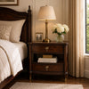 Raam Nightst& | 2 Drawers | 1 Shelf | Gold Capped Legs | Dark Cherry Brown