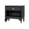 Tora Nightst& | 2 USB Ports | Drawer & Shelf | Silver Capped Legs | Black