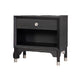 Tora Nightst& | 2 USB Ports | Drawer & Shelf | Silver Capped Legs | Black