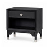 Tora Nightst& | 2 USB Ports | Drawer & Shelf | Silver Capped Legs | Black
