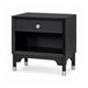 Tora Nightst& | 2 USB Ports | Drawer & Shelf | Silver Capped Legs | Black
