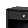 Tora Nightst& | 2 USB Ports | Drawer & Shelf | Silver Capped Legs | Black