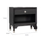 Tora Nightst& | 2 USB Ports | Drawer & Shelf | Silver Capped Legs | Black