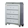 Gala Tall Dresser Chest | 5 Drawers | Felt-Lined | Crystal Trim w LED | Gray