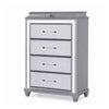 Gala Tall Dresser Chest | 5 Drawers | Felt-Lined | Crystal Trim w LED | Gray