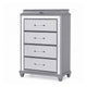 Gala Tall Dresser Chest | 5 Drawers | Felt-Lined | Crystal Trim w LED | Gray