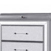 Gala Tall Dresser Chest | 5 Drawers | Felt-Lined | Crystal Trim w LED | Gray