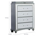 Gala Tall Dresser Chest | 5 Drawers | Felt-Lined | Crystal Trim w LED | Gray