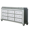 Gala Wide Dresser | 12 Drawers | Felt-Lined | Crystal Trim w LED | Gray