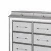 Gala Wide Dresser | 12 Drawers | Felt-Lined | Crystal Trim w LED | Gray