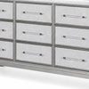 Gala Wide Dresser | 12 Drawers | Felt-Lined | Crystal Trim w LED | Gray
