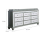 Gala Wide Dresser | 12 Drawers | Felt-Lined | Crystal Trim w LED | Gray