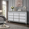 Gala Wide Dresser | 12 Drawers | Felt-Lined | Crystal Trim w LED | Gray