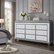 Gala Wide Dresser | 12 Drawers | Felt-Lined | Crystal Trim w LED | Gray
