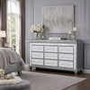 Gala Wide Dresser | 12 Drawers | Felt-Lined | Crystal Trim w LED | Gray