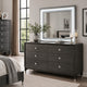 Gala Dresser Mirror | Embedded Crystal Trim w LED | Gray 40x44 Rectangular