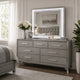 Gala Dresser Mirror | Embedded Crystal Trim w LED | Gray 40x44 Rectangular