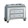 Gala Nightst& | 2 Drawers | Felt-Lined | Crystal Trim w LED | Glam Gray