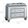 Gala Nightst& | 2 Drawers | Felt-Lined | Crystal Trim w LED | Glam Gray