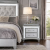 Gala Nightst& | 2 Drawers | Felt-Lined | Crystal Trim w LED | Glam Gray