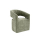 Esha Accent Barrel Chair w Casters | Foam Fill Textured Green Upholstery