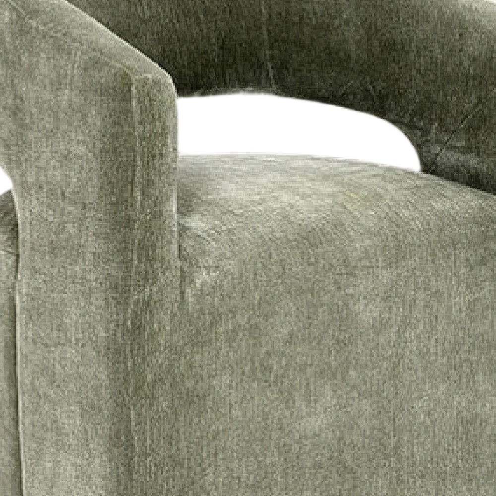 Esha Accent Barrel Chair w Casters | Foam Fill Textured Green Upholstery