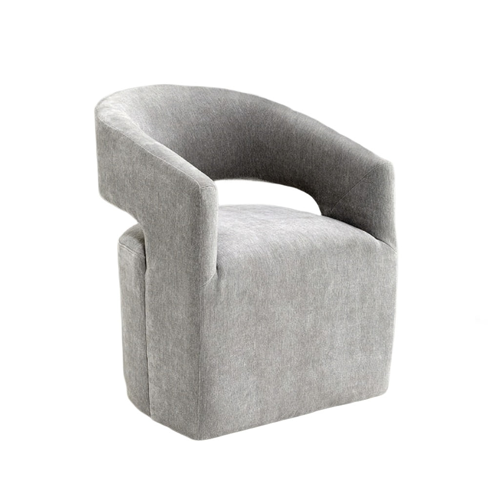 Esha Accent Barrel Chair w Casters | Foam Fill Light Gray Upholstery