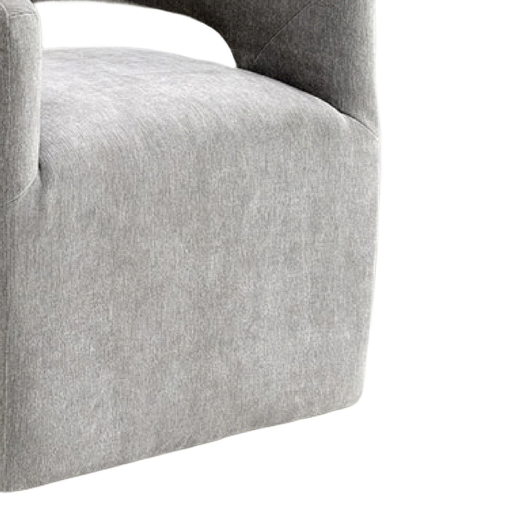 Esha Accent Barrel Chair w Casters | Foam Fill Light Gray Upholstery